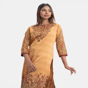 Golden Georgette A-line Kameez